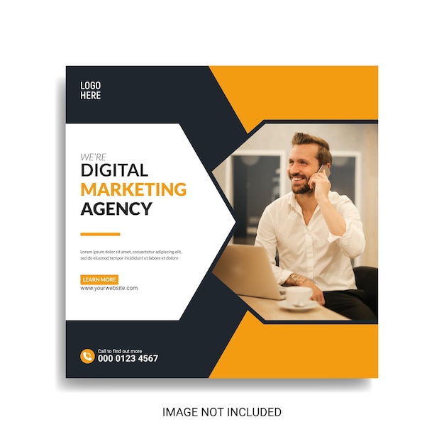 Digital marketing agency flyer or square social media post banner template