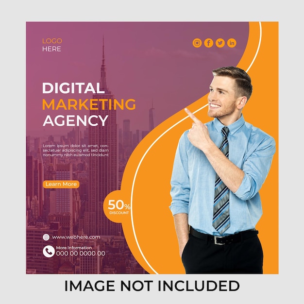 Digital marketing agency instagram post and social media banner design template