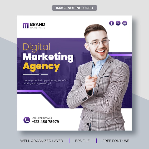 Digital marketing agency instagram post and social media post banner template