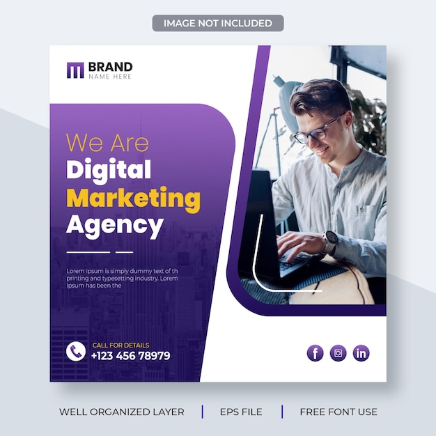 Digital marketing agency instagram post and social media post banner template