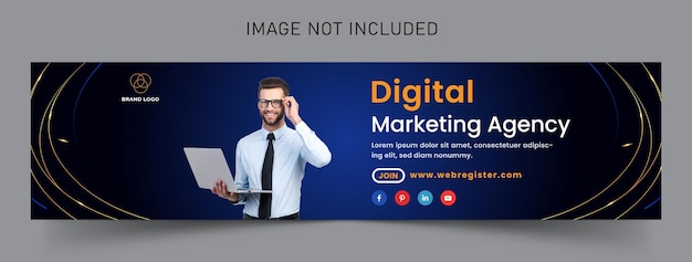 Digital Marketing Agency LinkedIn Cover Banner Premium Vector Design Template