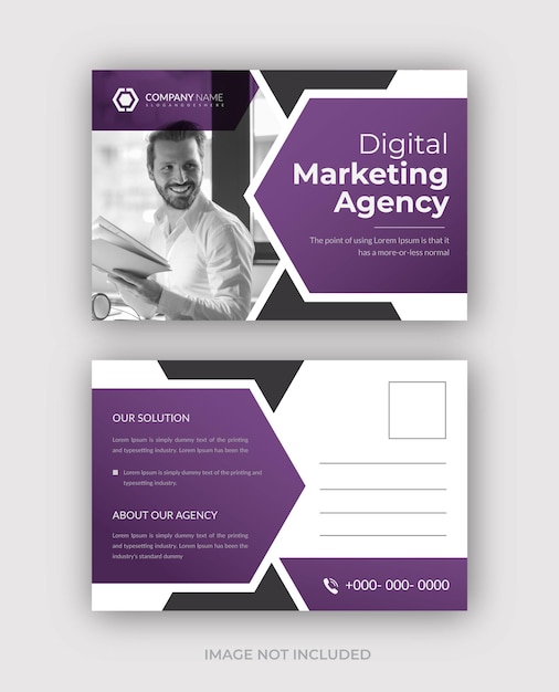 Digital marketing agency post card design template