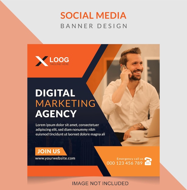 Digital marketing agency social media banner and Instagram post template