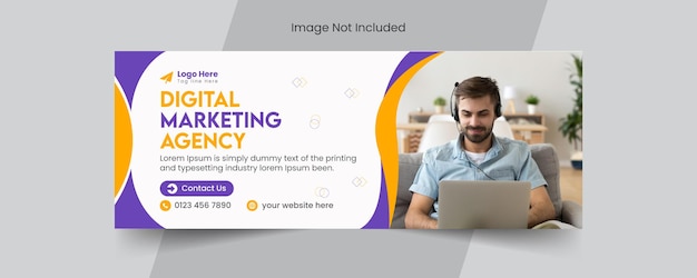 Digital marketing agency social media facebook cover page template Premium Vector