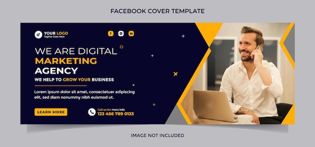 Digital marketing agency social media facebook cover post and web banner template design vector