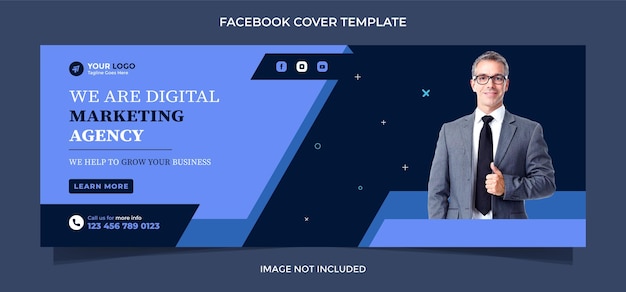 Digital marketing agency social media facebook cover post and web banner template design vector