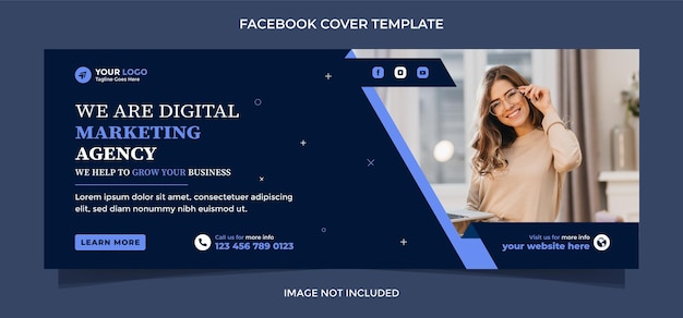 Digital marketing agency social media facebook cover post and web banner template design vector