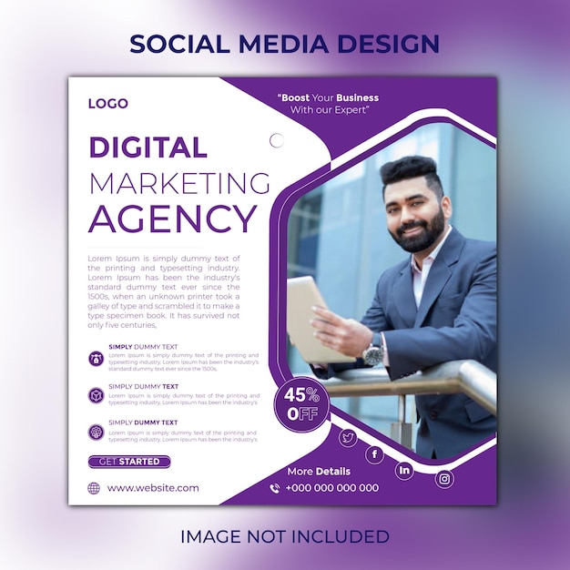 Digital marketing agency social media and Instagram post template design Premium Vector