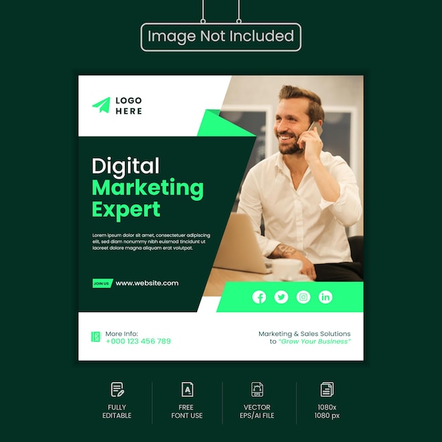 Digital Marketing Agency Social Media and Instagram Post Template Free Vector