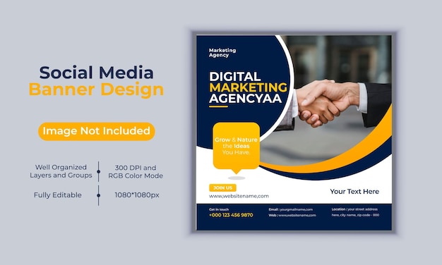 Digital marketing agency social media post banner design vector template