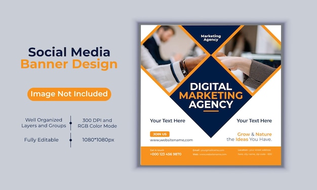 Digital marketing agency social media post banner design vector template