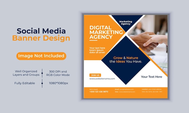 Digital marketing agency social media post banner design vector template