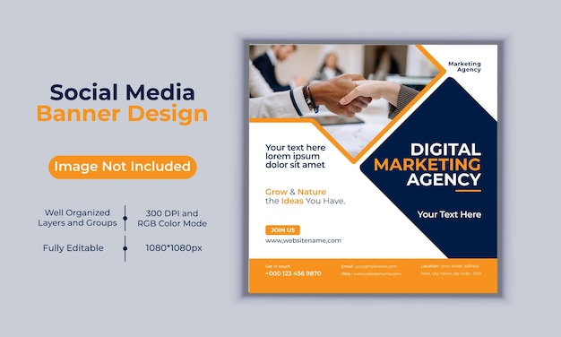 Digital marketing agency social media post banner design vector template