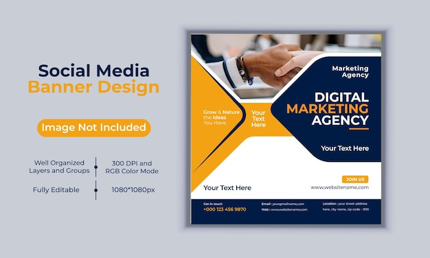 Digital marketing agency social media post banner design vector template