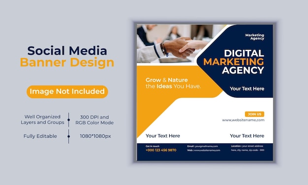 Digital marketing agency social media post banner design vector template