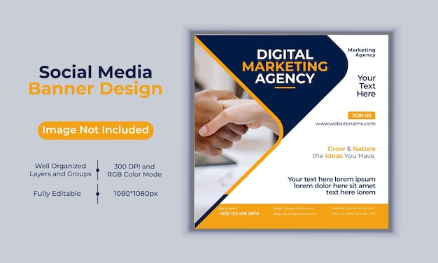 Digital marketing agency social media post banner design vector template