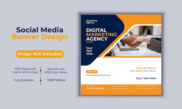 Digital marketing agency social media post banner design vector template