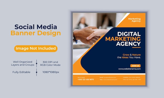 Digital marketing agency social media post banner design vector template