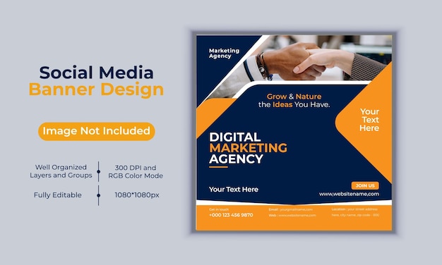 Digital marketing agency social media post banner design vector template