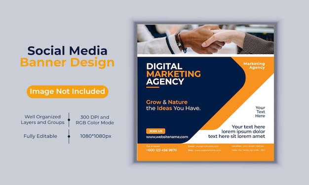 Digital marketing agency social media post banner design vector template