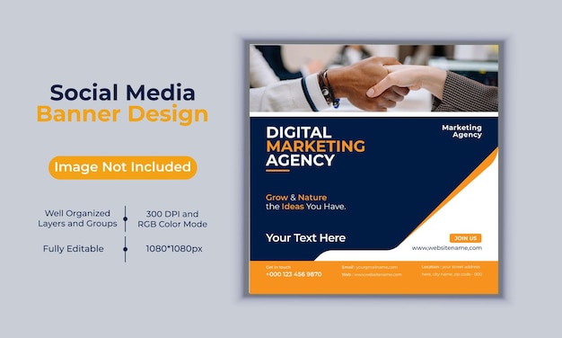 Digital marketing agency social media post banner design vector template