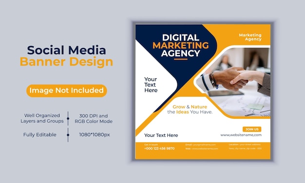 Digital marketing agency social media post banner design vector template