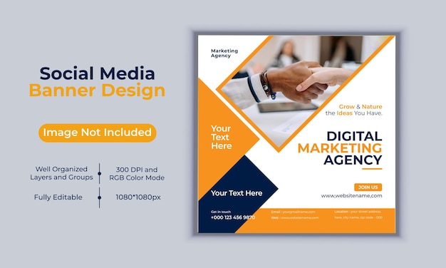 Digital marketing agency social media post banner design vector template