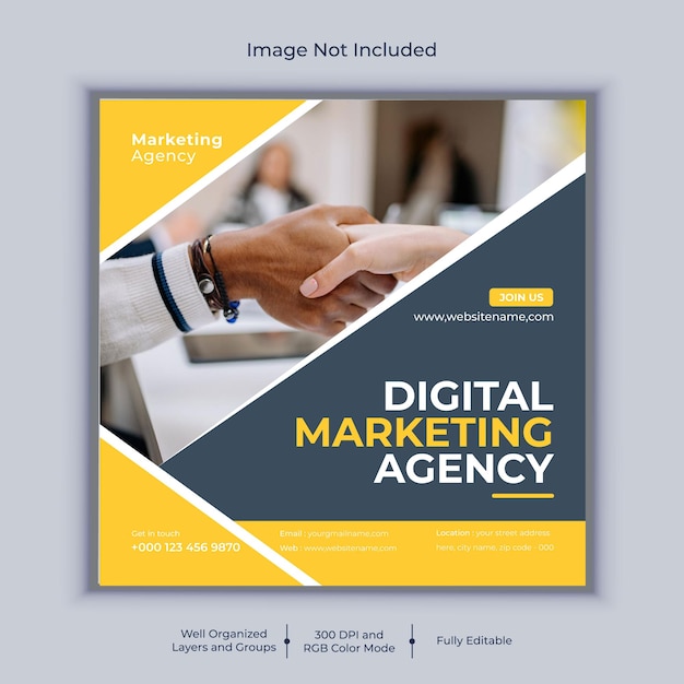 Digital marketing agency social media post banner design vector template