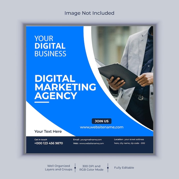 Digital marketing agency social media post banner design vector template