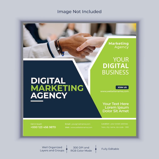 Digital marketing agency social media post banner design vector template