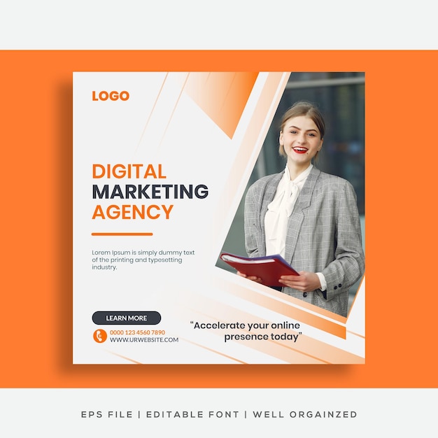 Digital marketing agency social media post banner template