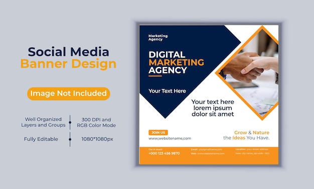 Digital marketing agency social media post business banner design vector template