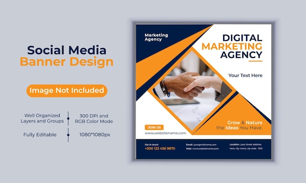 Digital marketing agency social media post business banner design vector template