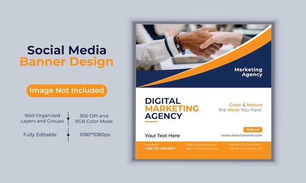 Digital marketing agency social media post business banner design vector template