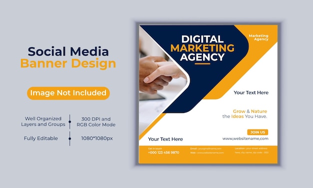 Digital marketing agency social media post business banner design vector template