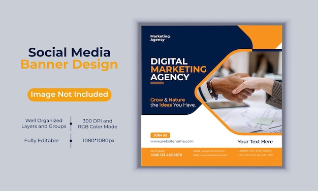 Digital marketing agency social media post business banner design vector template