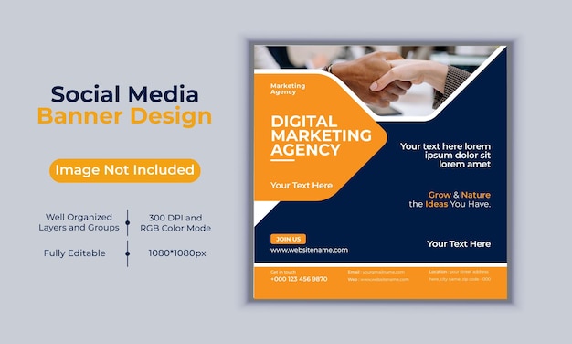 Digital marketing agency social media post business banner design vector template