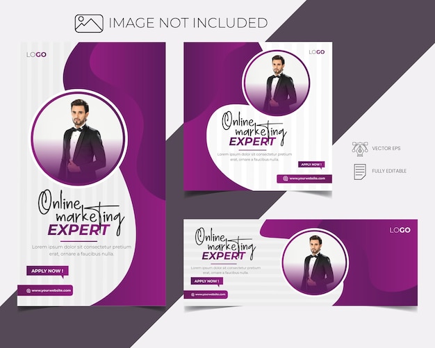 Digital marketing agency Social media post design template, Instagram story, Facebook cover Vector.