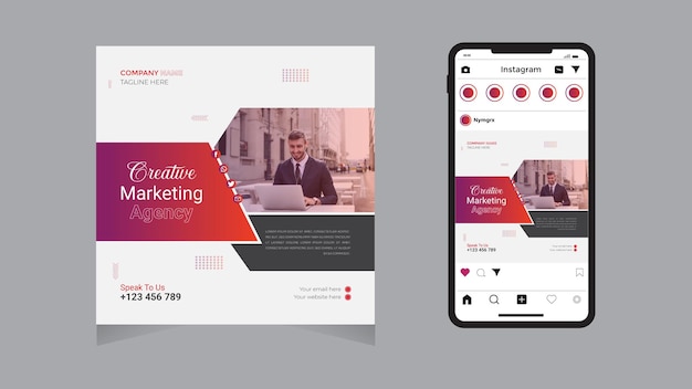 Vector digital marketing agency social media post design template