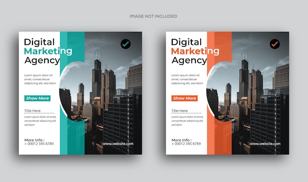 Digital marketing agency social media post set template