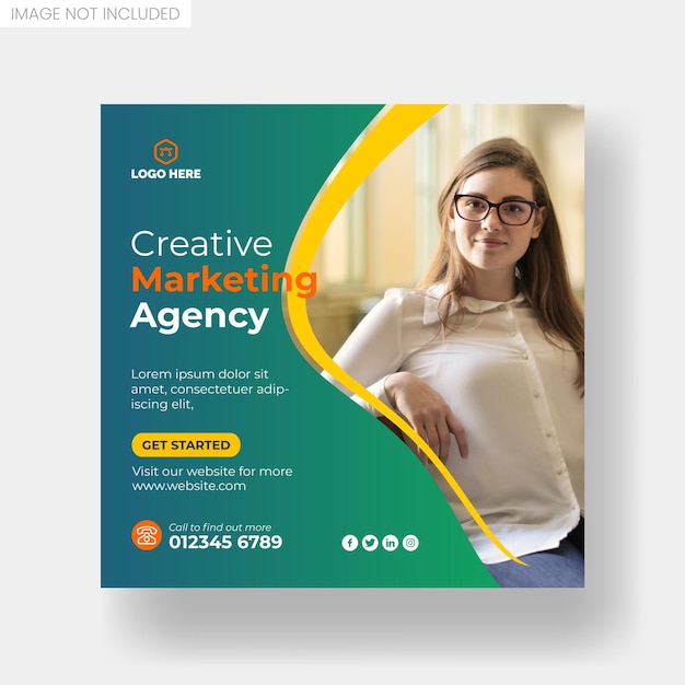 Digital marketing agency social media post or square banner template