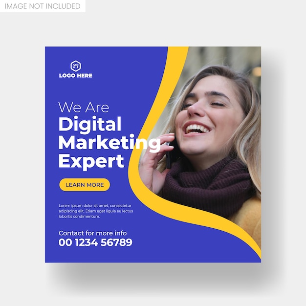 Digital marketing agency social media post or square banner template