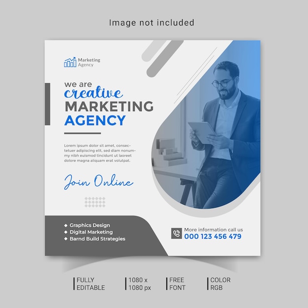 Digital Marketing Agency Social Media Post Template Design Easy Edit