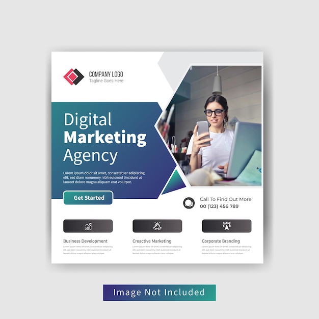 Digital marketing agency social media post template design premium vector