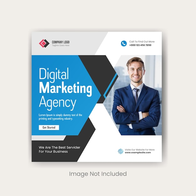 Digital marketing agency social media post template design premium vector