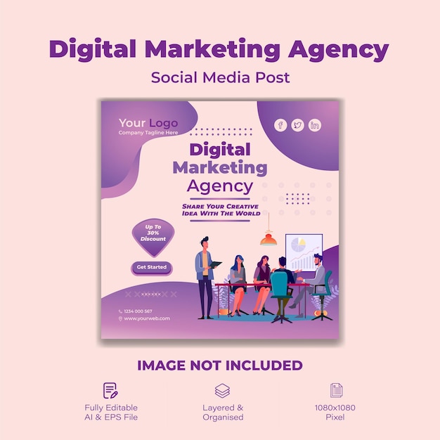 Digital marketing agency social media post template easy edit