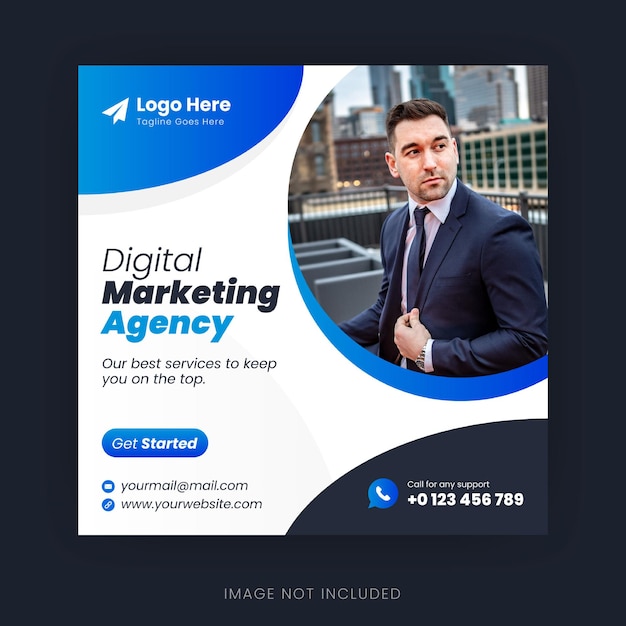 Digital marketing agency social media post web banner template