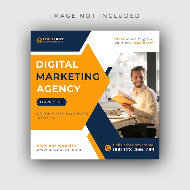 Digital marketing agency social media post web square banner template