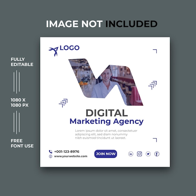 Digital marketing agency social medial post template banner