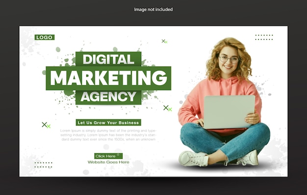 Vector digital marketing agency web banner template design